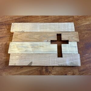 Cross Decorative Wall Plaque Handmade Religious Rustic Farmhouse Decor